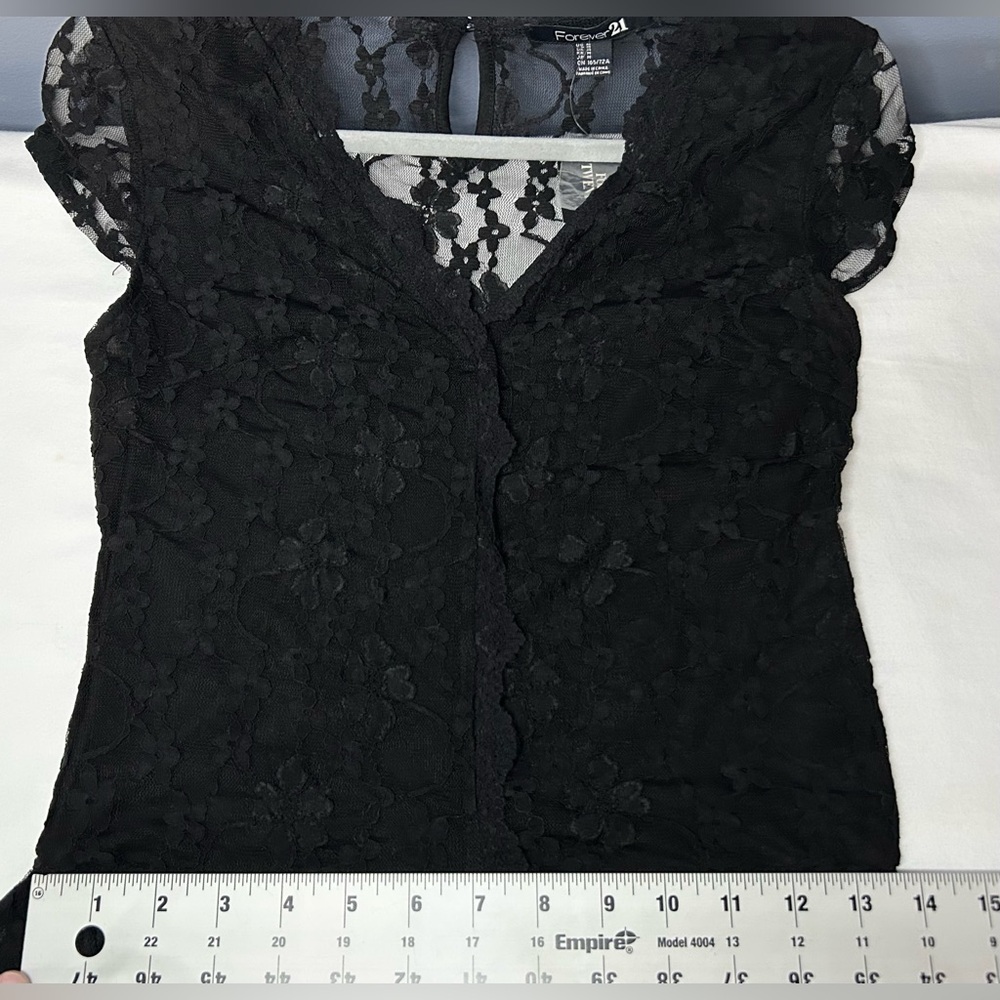 Forever 21 Romper M Black Floral Lace Coquette V Neck Sexy Whimsygoth Fairy Goth - Picture 7 of 16